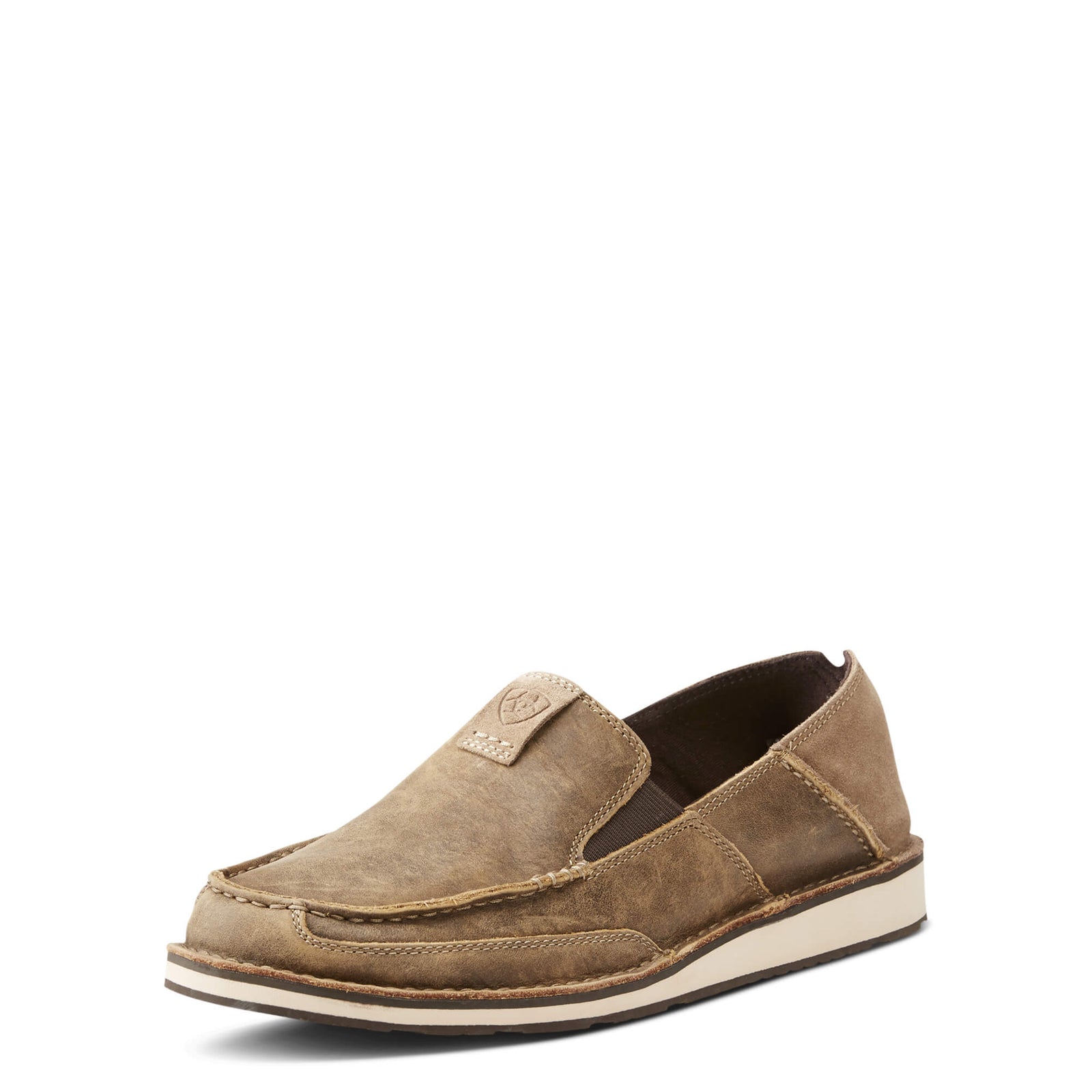 Ariat Men's Cruiser Slip On shoe in brown color with a low heel and slip-on design.