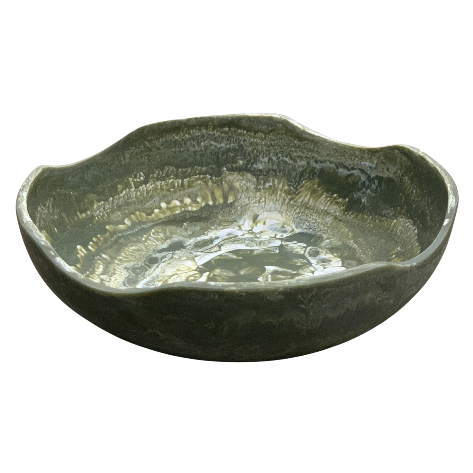 Decorative ceramic bowl with a textured surface on a white background