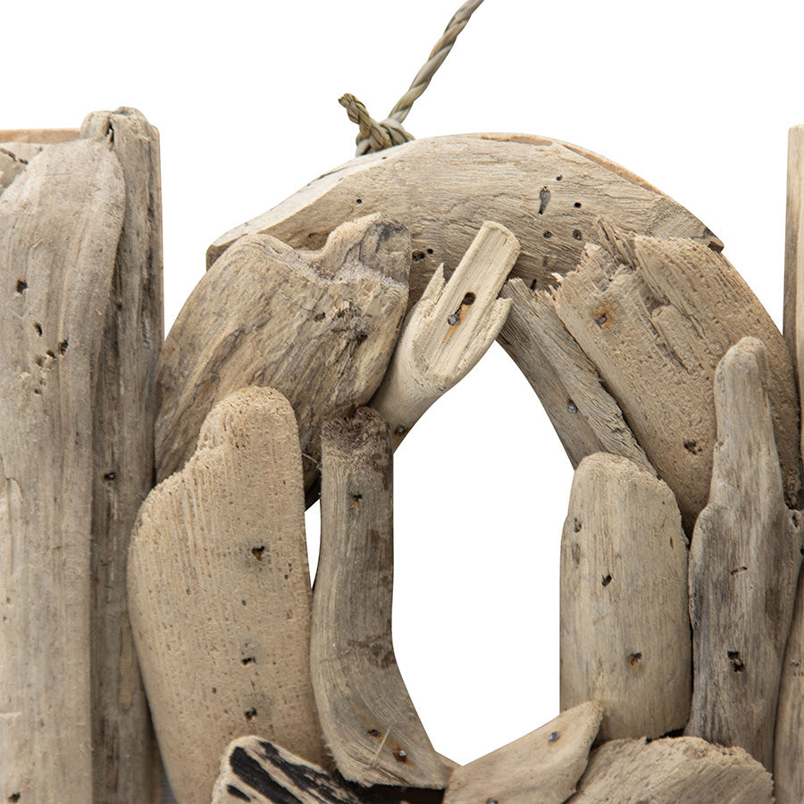 Hand Made Driftwood Home Wallart. Driftwood arch with natural textures on a white background