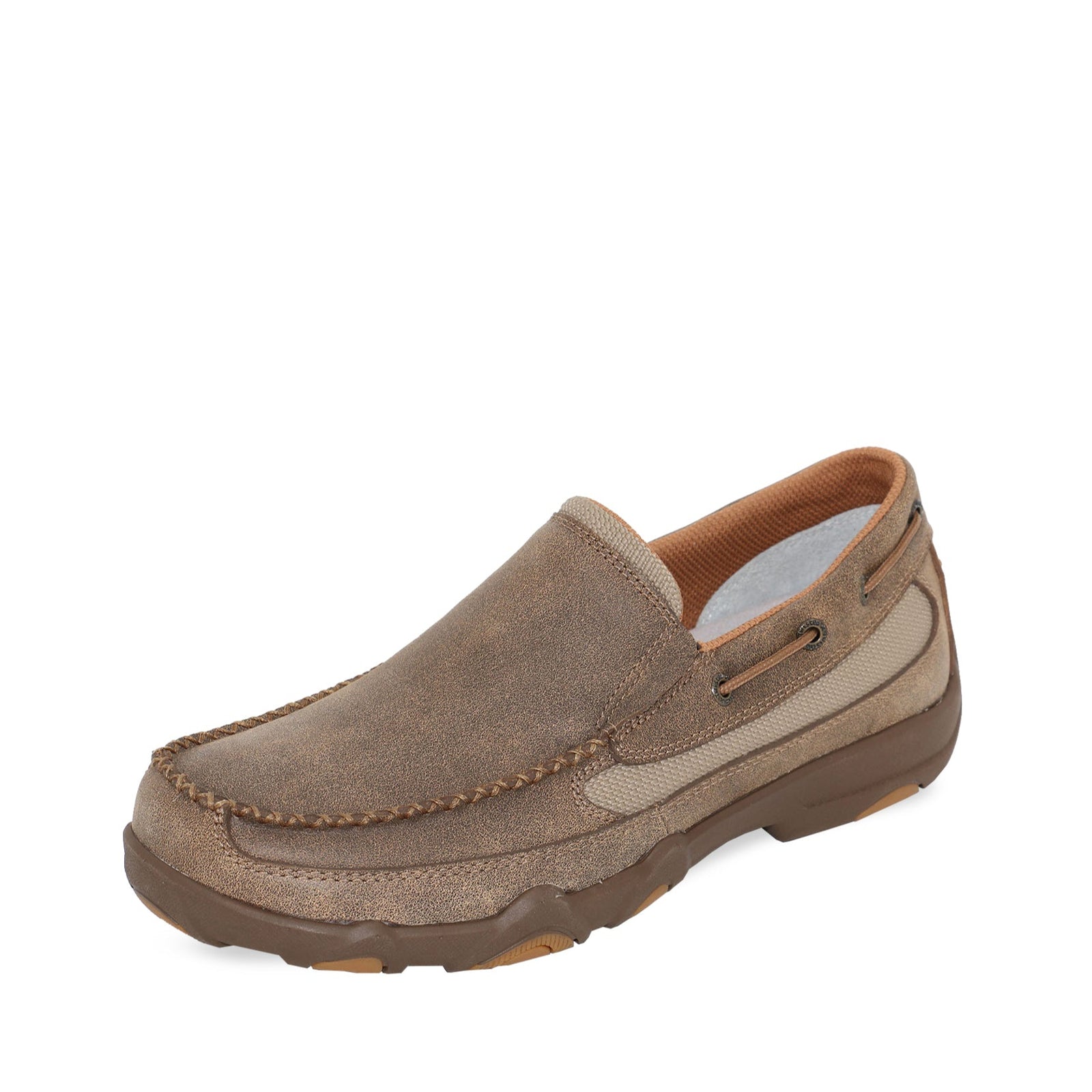Twisted X Men's Ultralite X Slip On. A brown slip-on shoe for men with a casual design and a logo on the side.