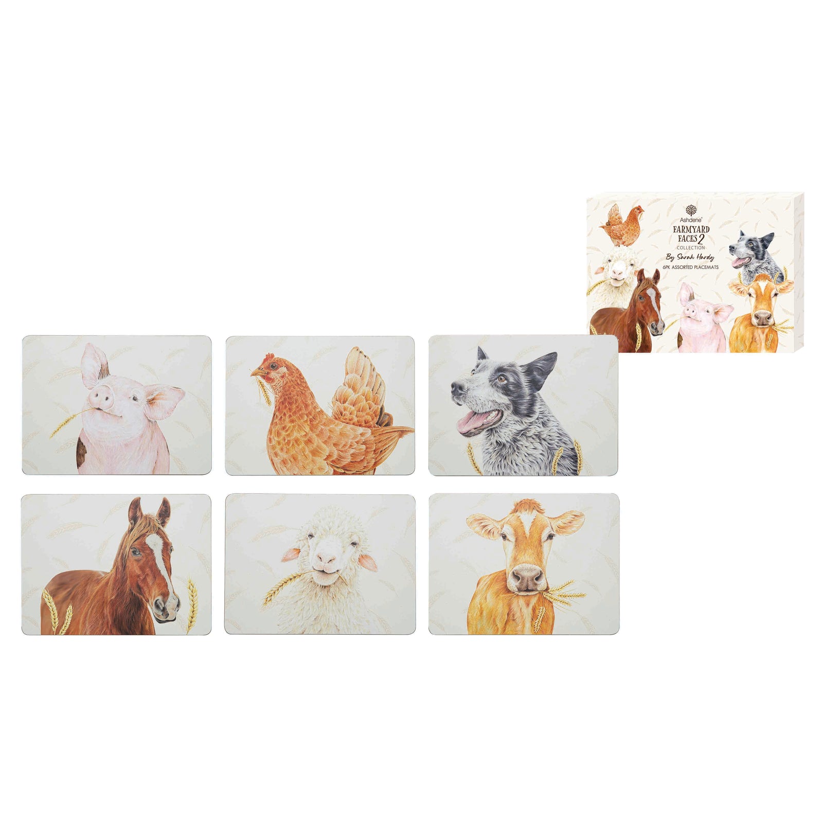 Set of animal-themed coasters with a card on a white background