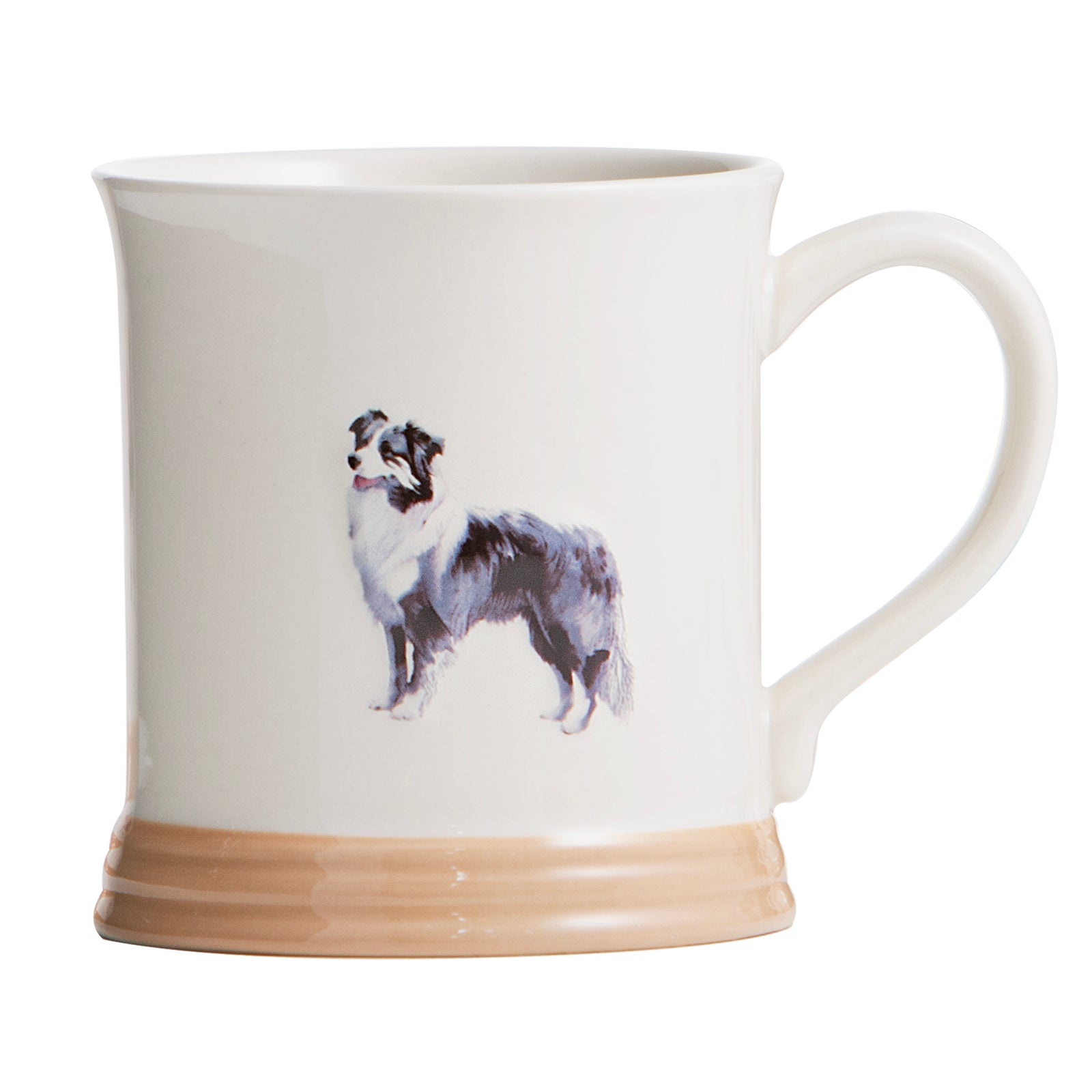 Ashdene Farm Friends Border Collie Mug. White mug with a dog illustration on a white background