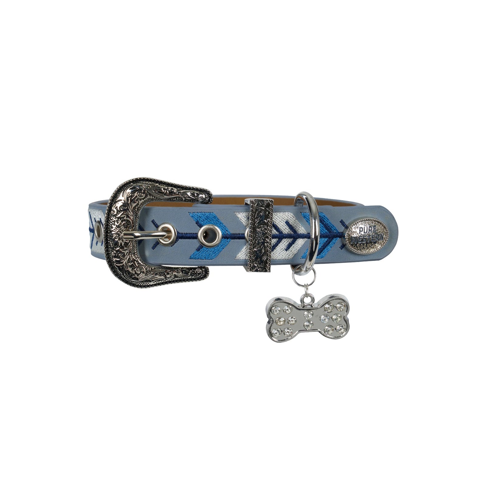 Dog collar with decorative elements on a white background