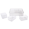 Set of clear plastic containers on a white background