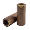 Two wooden cylindrical holders with a gold-toned metal insert, shown on a plain white background.