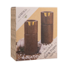 A boxed salt and pepper mill set by Al Fresco Lane, shown in its retail packaging on a plain white background. The box features photos of two dark wood mills with metallic gold accents and includes garlic, salt, and peppercorns.
