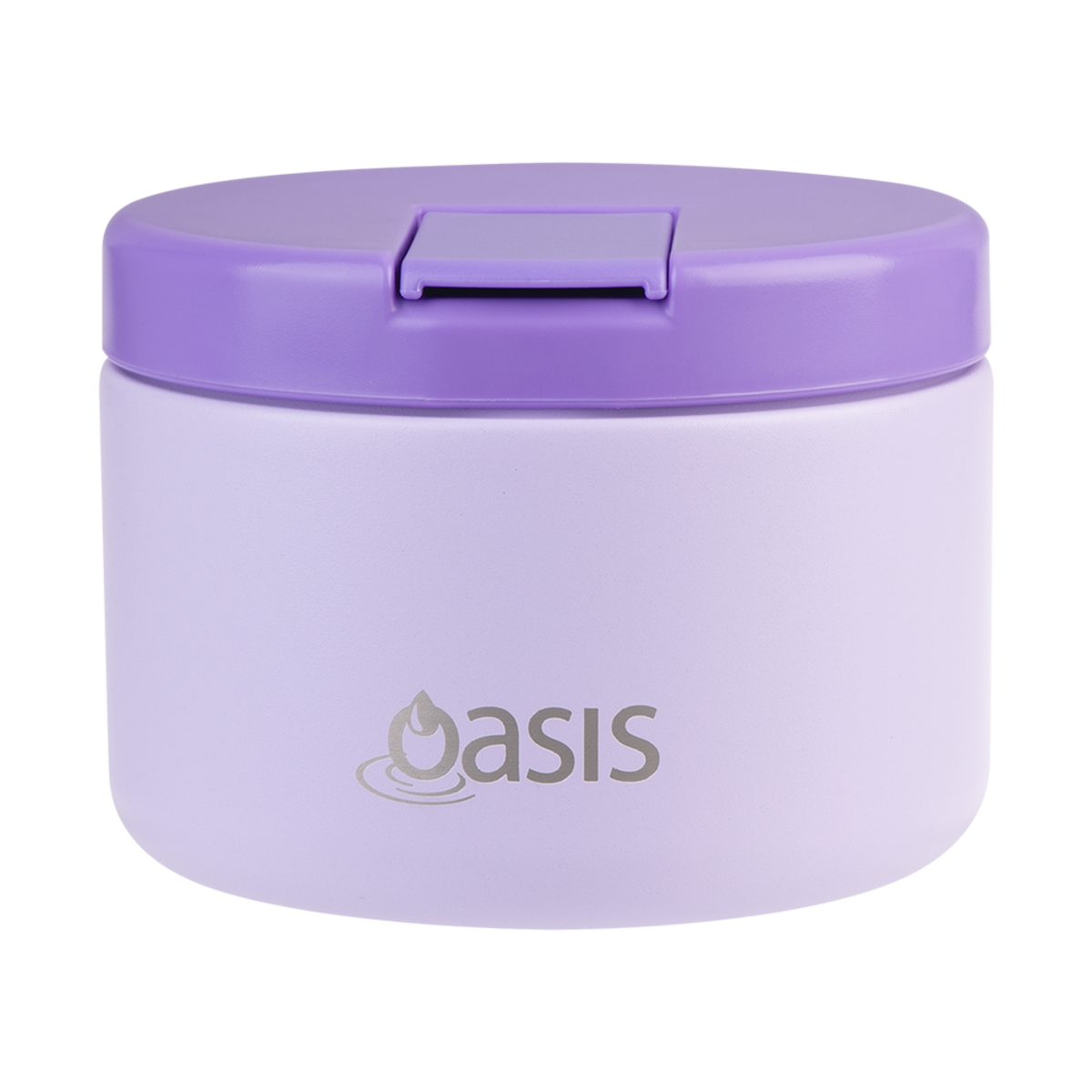 Oasis Stainless Steel Double Wall Insulated Food Flask -300mL. Purple container with a lid on a white background, featuring the 'Oasis' brand.