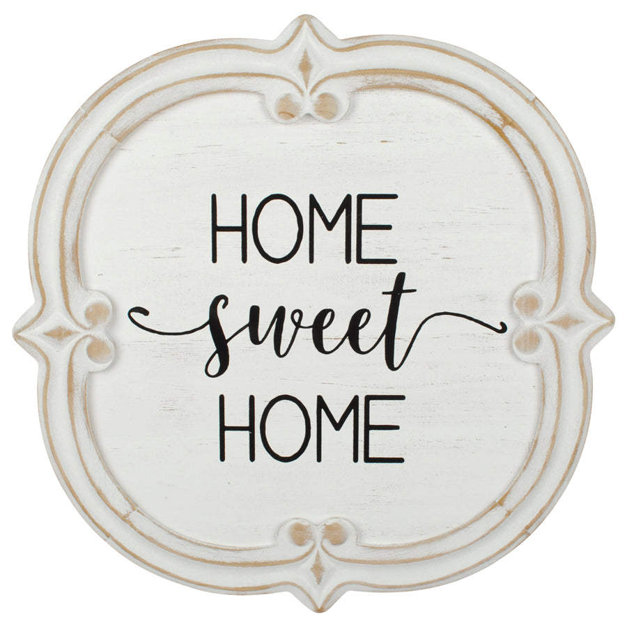 Home Sweet Home Wall Art. Decorative sign with 'Home sweet home' text on a white background