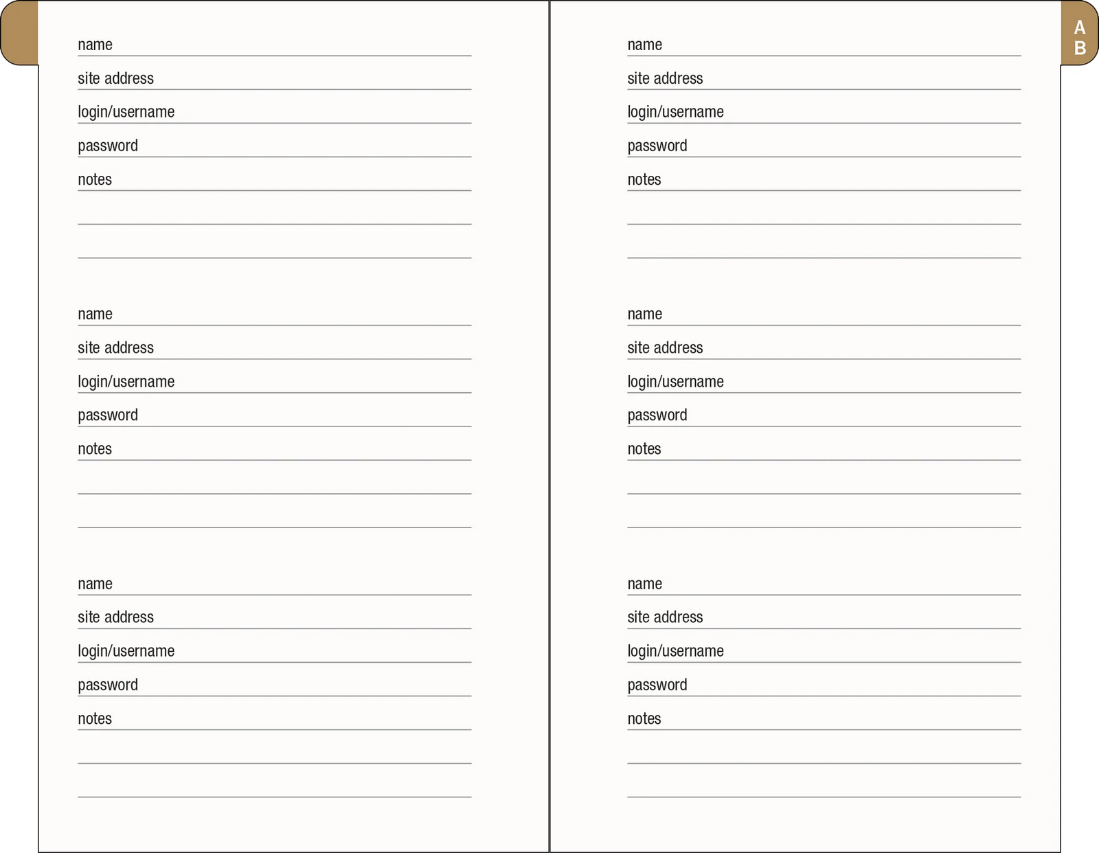 Amalfi Lemons Internet Address & Password Logbook