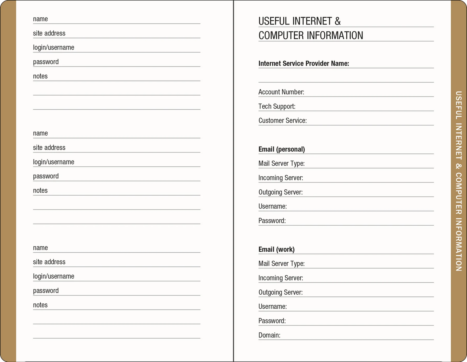 Amalfi Lemons Internet Address & Password Logbook