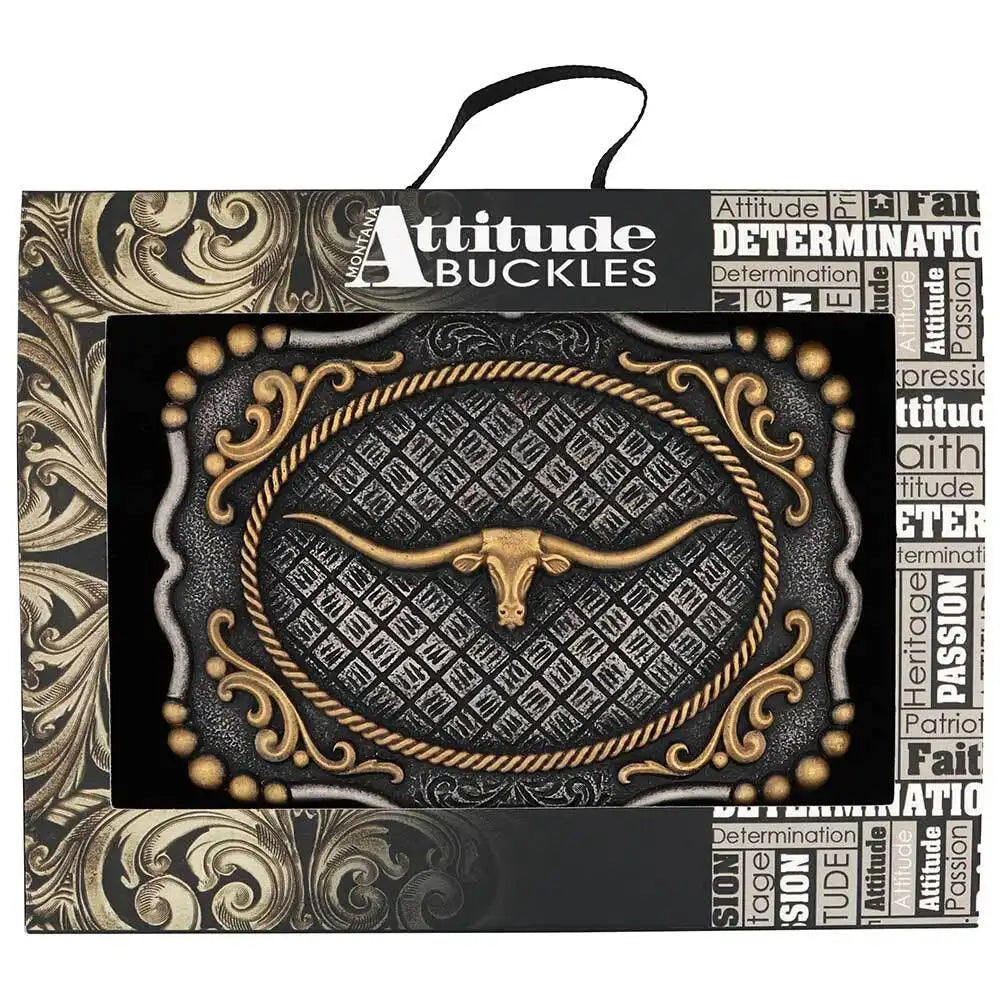 Montana Silversmith Framed Longhorn Attitude Buckle