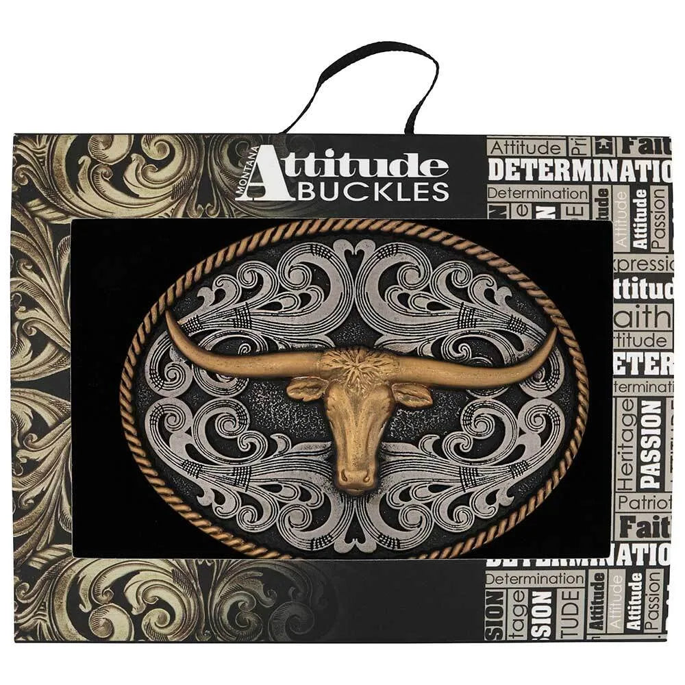 Montana Silversmith Two-Toned Longhorn Attitude Buckle
