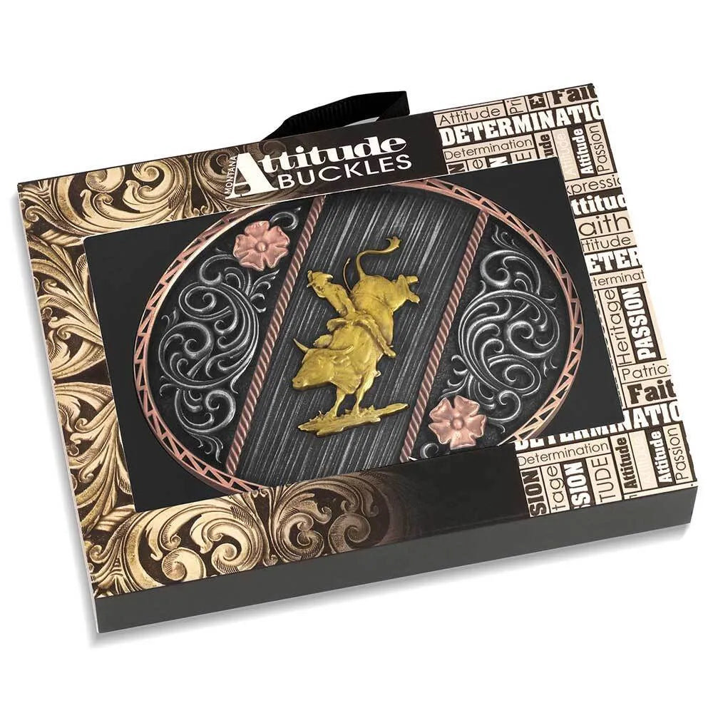 Montana Silversmiths Tri Color Rodeo Attitude Buckle Montana Silversmiths
