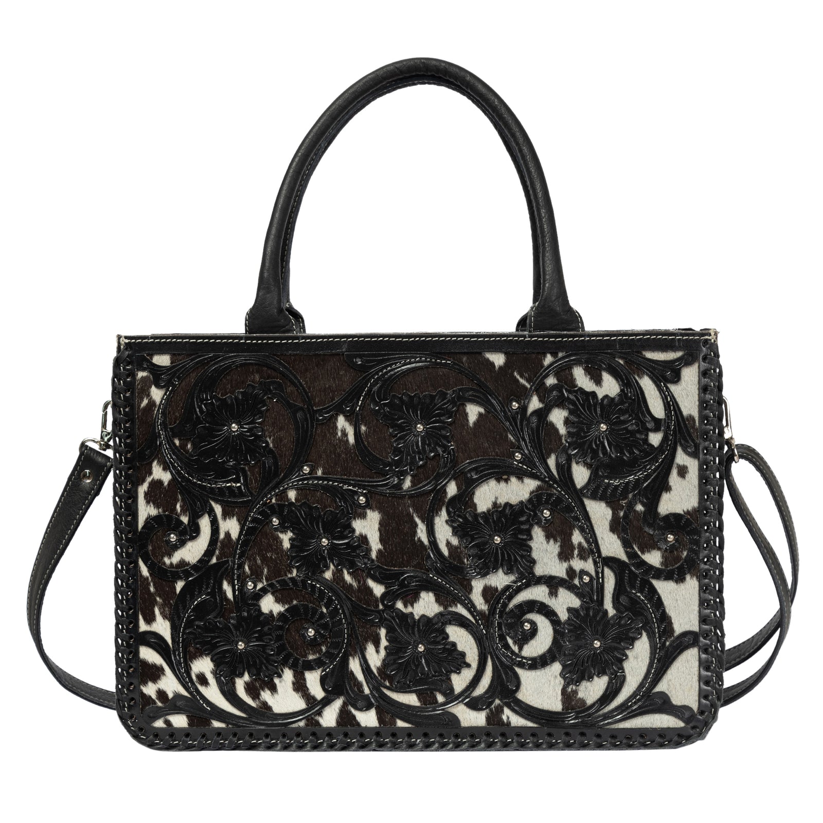 Sicily Cowhide Big Bag with Tooled Cutwork