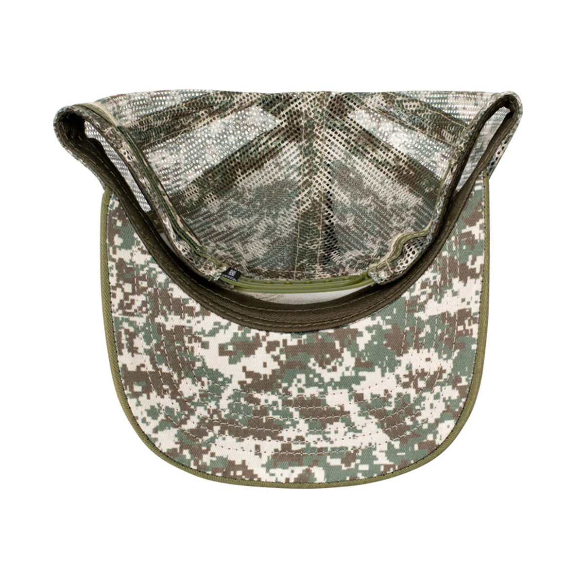 Camouflage visor cap on a white background
