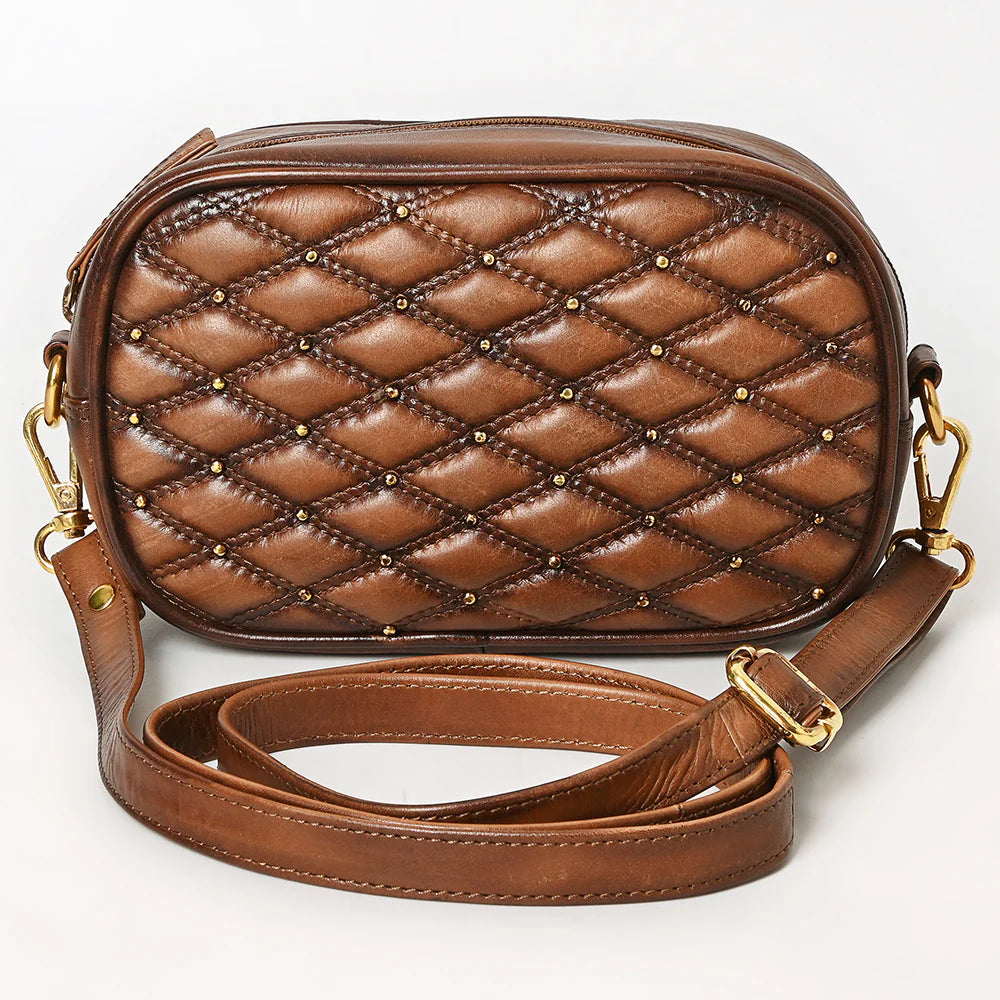 American Darling Western Crossbody Quilted Leather Oval Bag