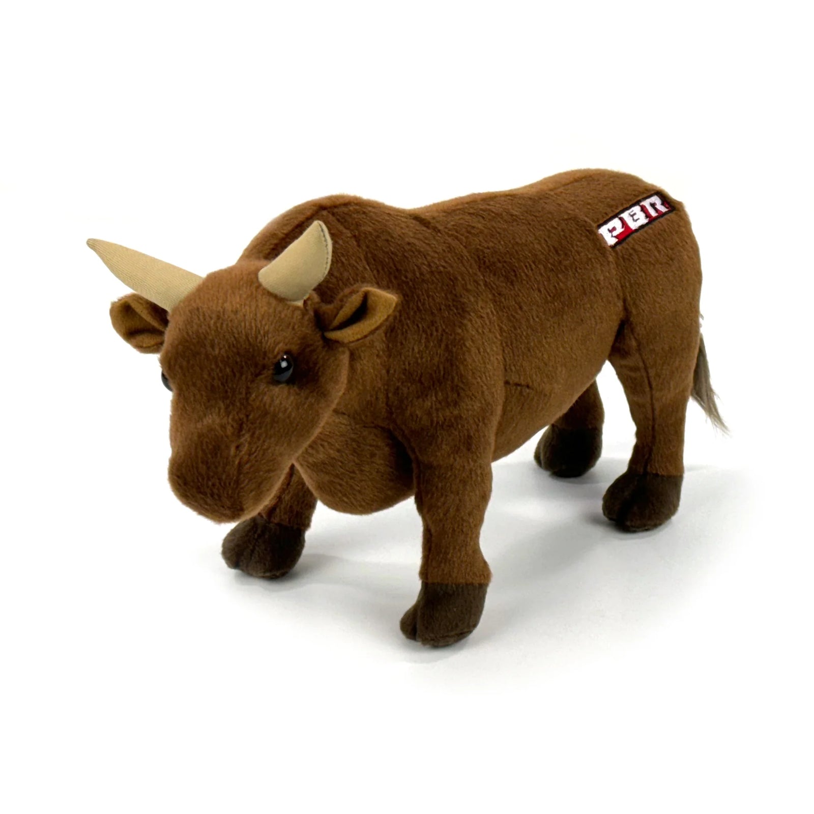 Big Country Toys 14" PBR Plush Bull. Brown plush bull toy with a visible brand label on a white background