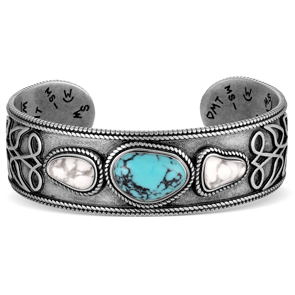 Montana Silversmiths Boot Stitch Turquoise Cuff Bracelet Montana Silversmiths