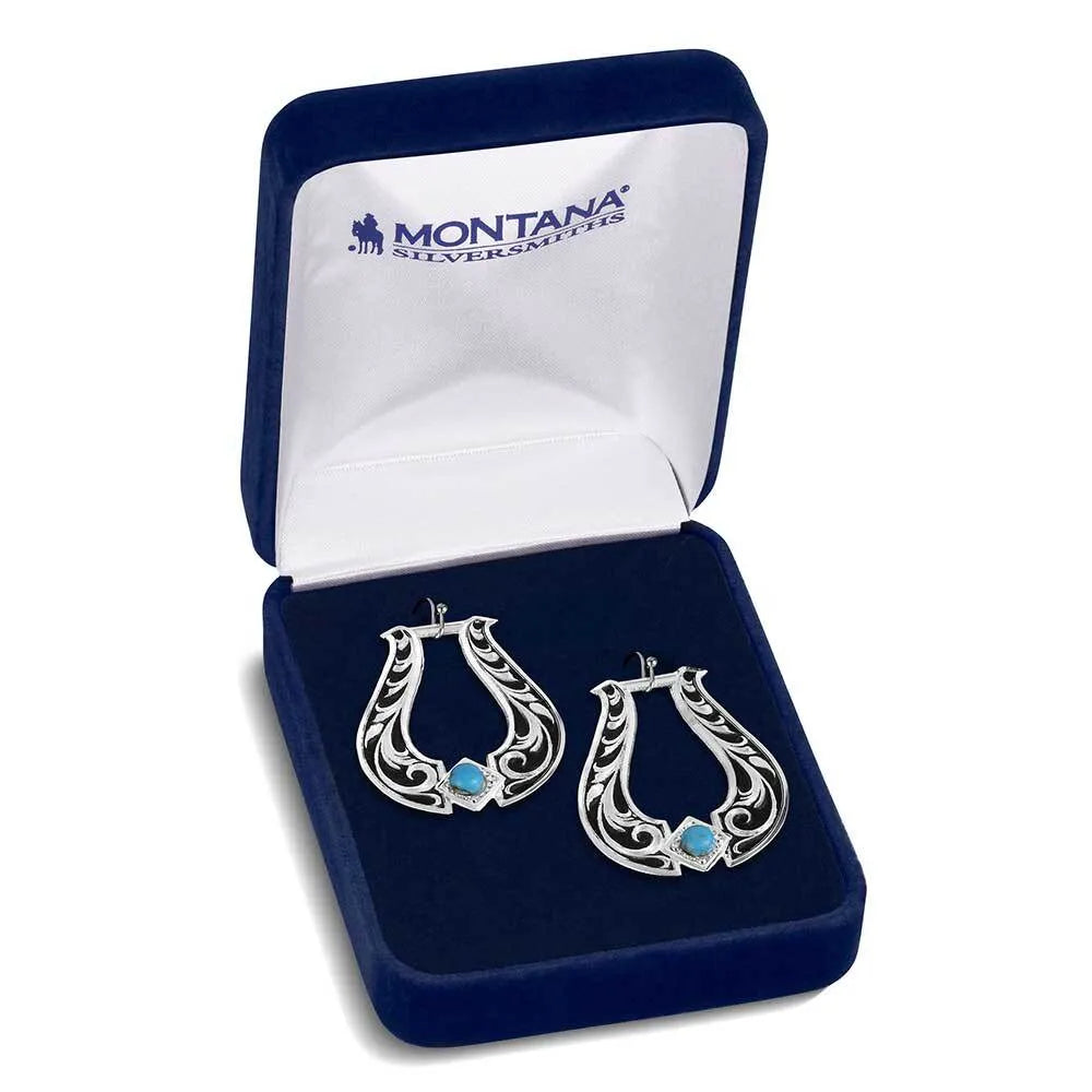 Montana Silversmith honoring Miss Rodeo America 2025, Callie Mueller, we present Callie's Turquoise Trail Earrings.
