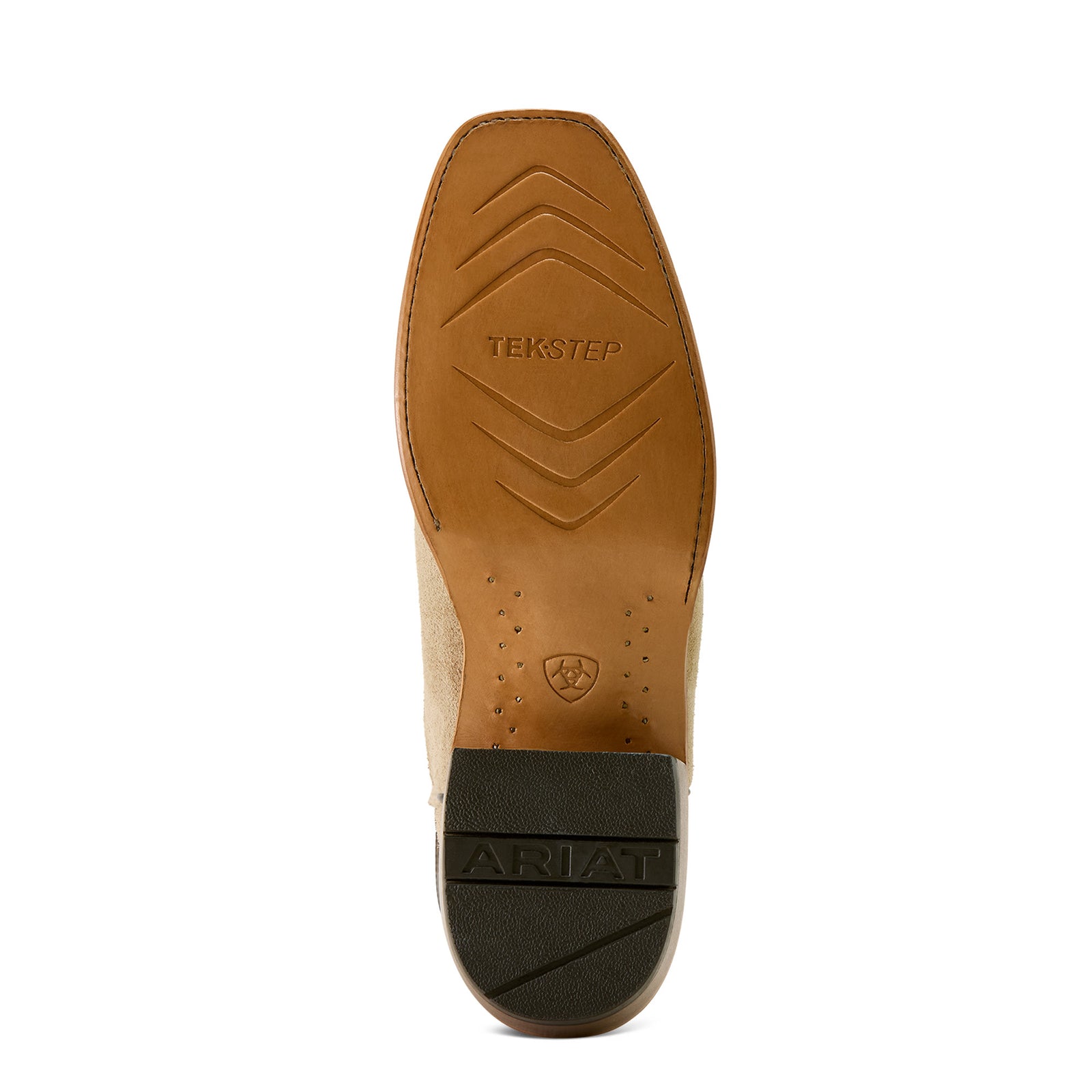 Ariat Men's Futurity Cashout Western Boot. Close-up of a boot sole with 'Tekstep' and 'Ariat' branding on a white background