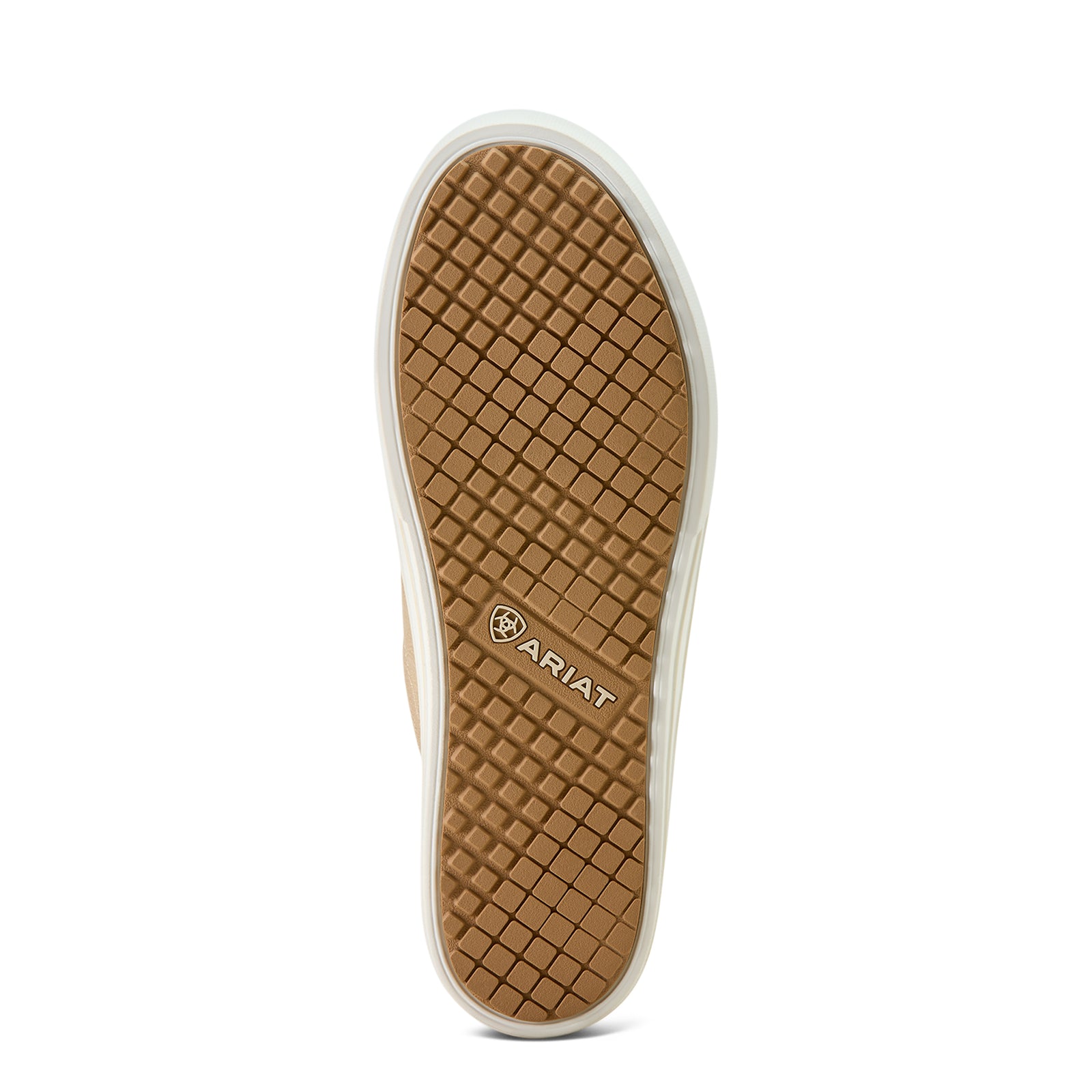Ariat Women's Skylar Luxe Shoe. Close-up of a shoe sole with Ariat logo on a white background