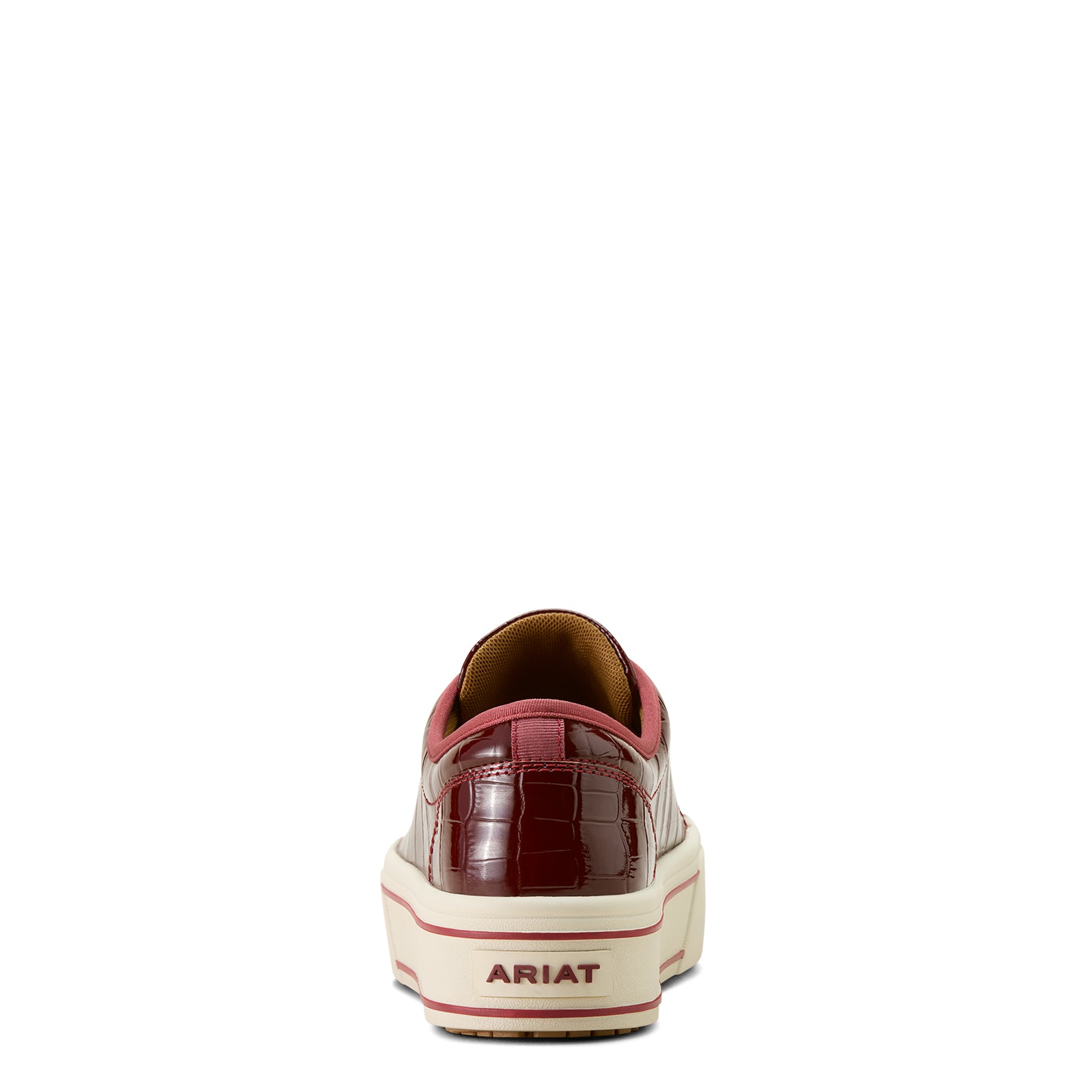 Ariat Women's Skylar Luxe Shoe. Red slip-on shoe with 'Ariat' branding on a white background