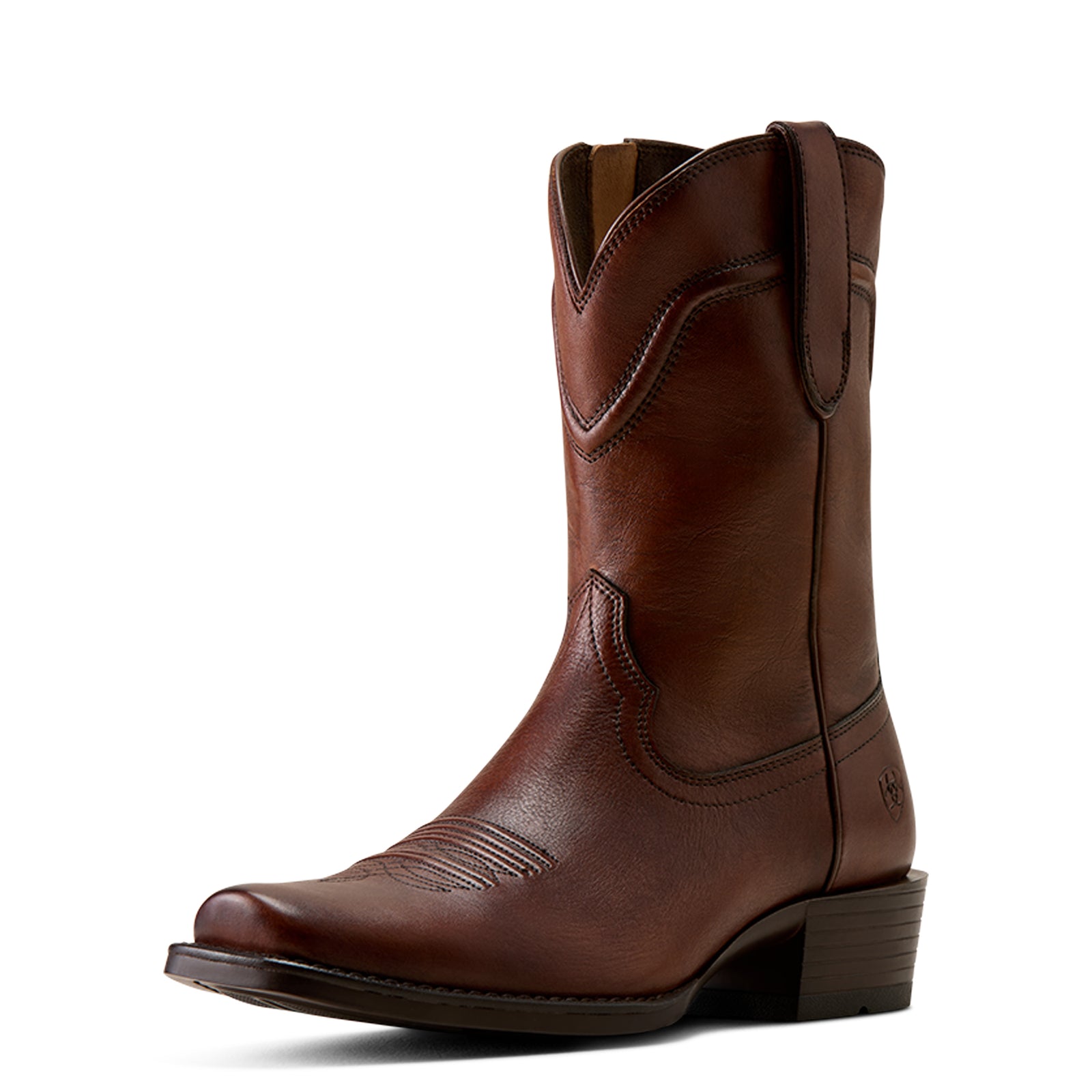 Brown cowboy boot on a white background