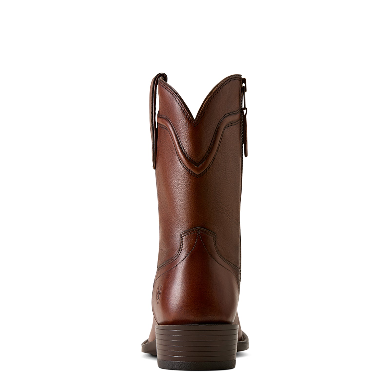 Brown leather boot on a white background