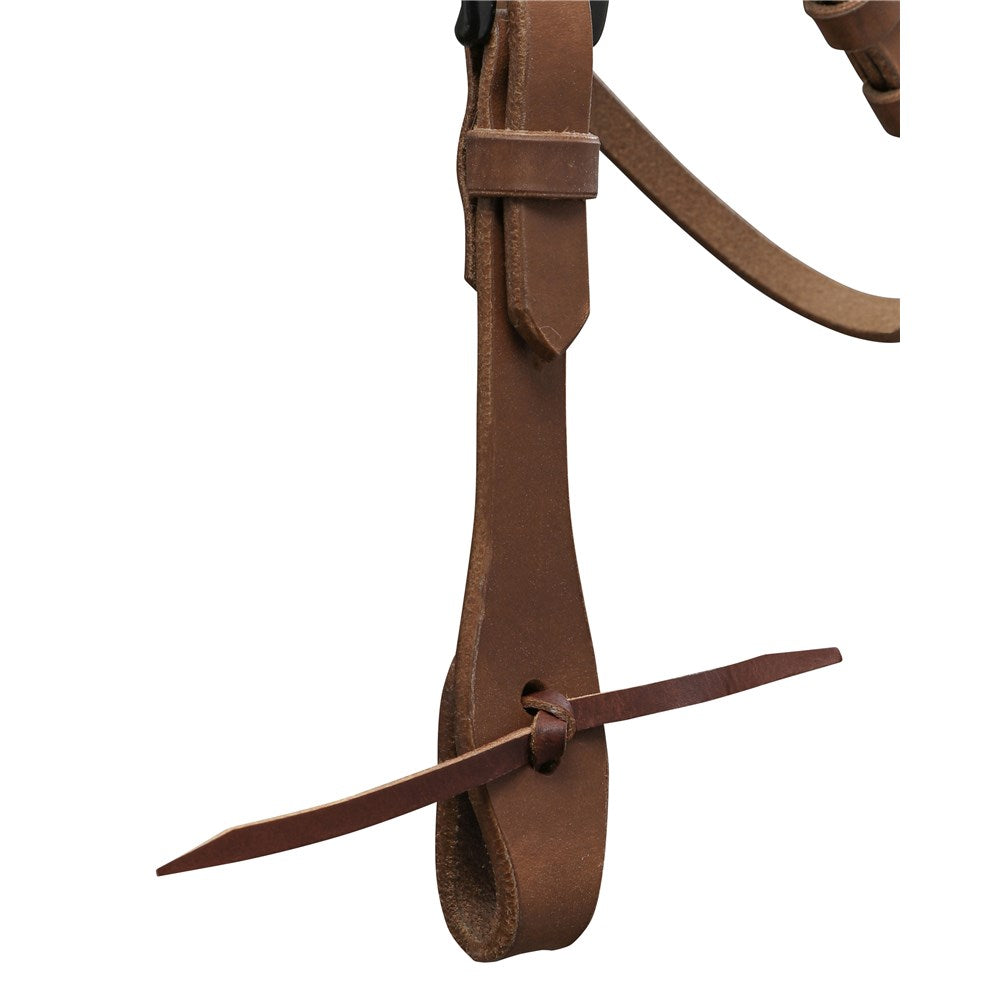 Fort Worth Working Headstall - Harness Leather. Brown leather bridle on a white background