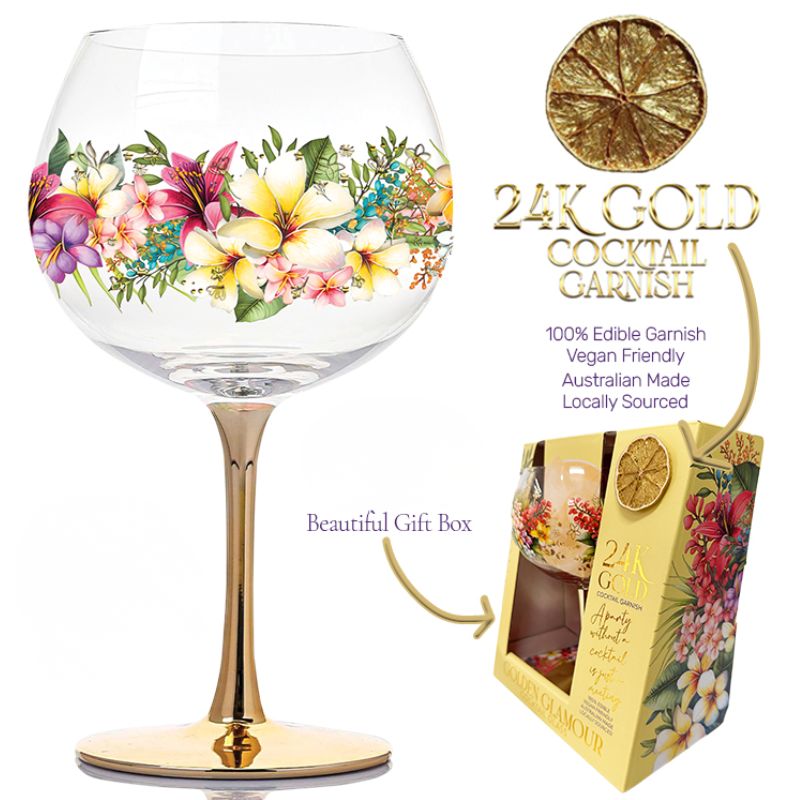Lisa Pollock - Paradise Bloom Golden Glamour Cocktail Glass