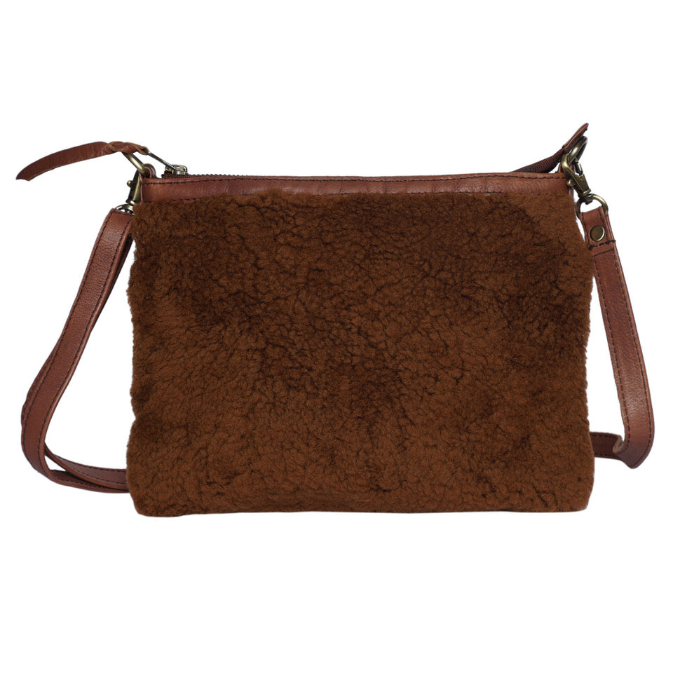 The Design Edge Women's Shearling Fur Sling Bag