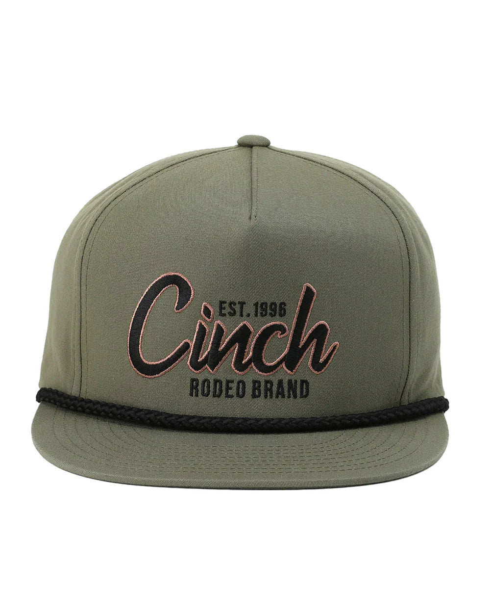 Cinch Men's Flexfit Olive Rodeo Brand CapGreen cap with 'Cinch Rodeo Brand' embroidery on a white background