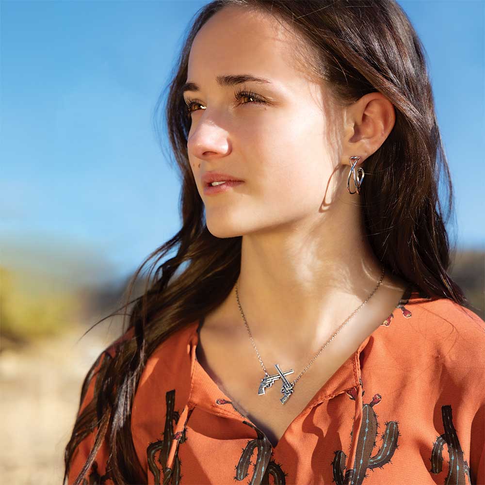 Montana Silversmiths Crossed Pistols Pendant Necklace