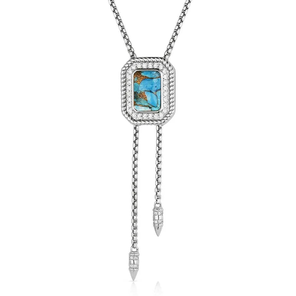 Necklace with a pendant featuring turquoise stone on a white background