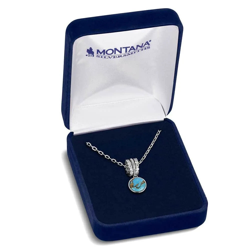 Necklace with pendant in a Montana Silversmiths box on a white background