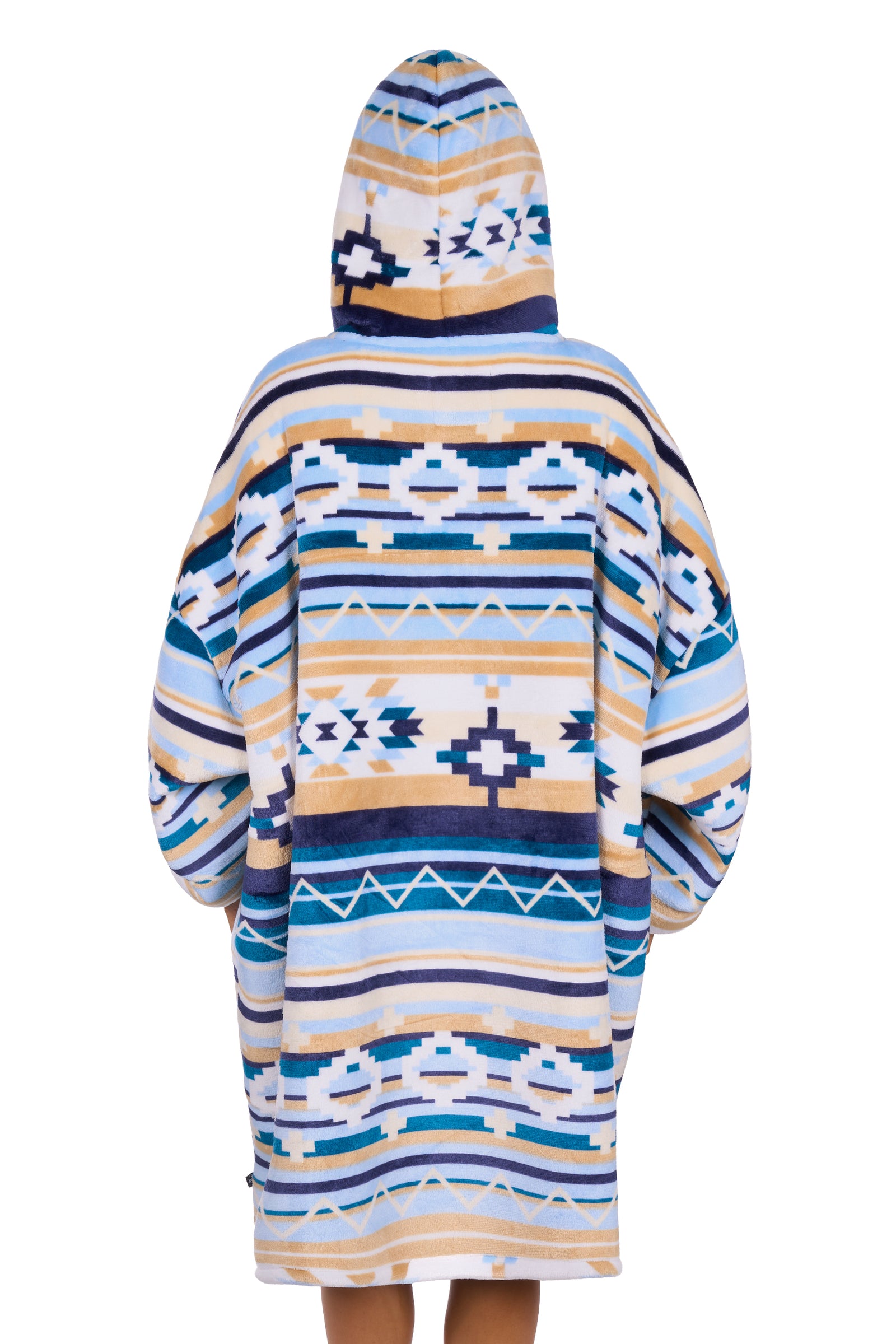 Patterned hoodie with a white background