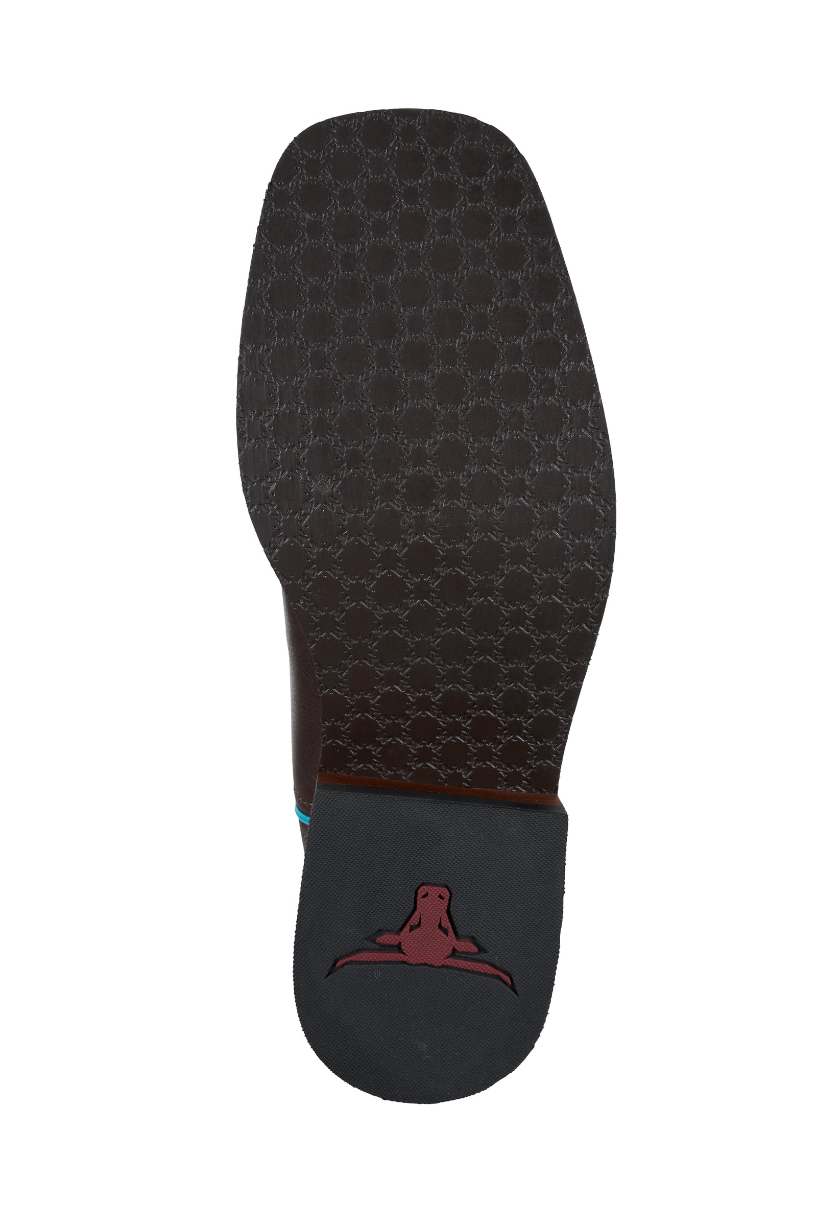 Black shoe insole with a brand logo on a white background