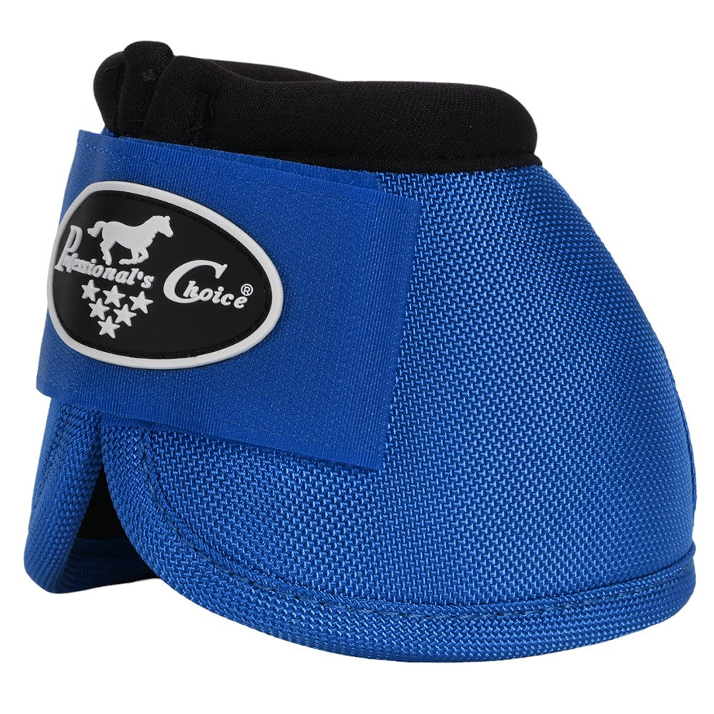 A blue equestrian leg boot with a black padded collar and a black-and-white 'Remansier's Choice' logo patch on the front strap, shown against a plain white background.