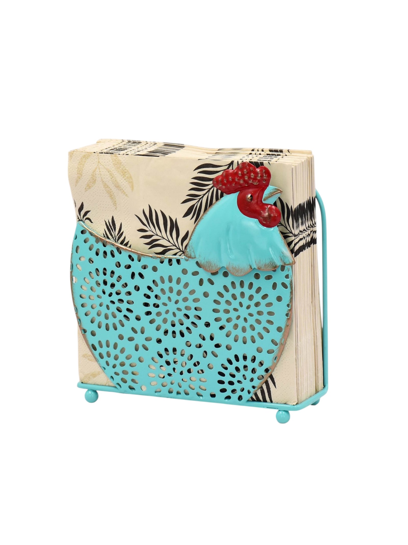 Metal Chicken Serviette Holder - Blue