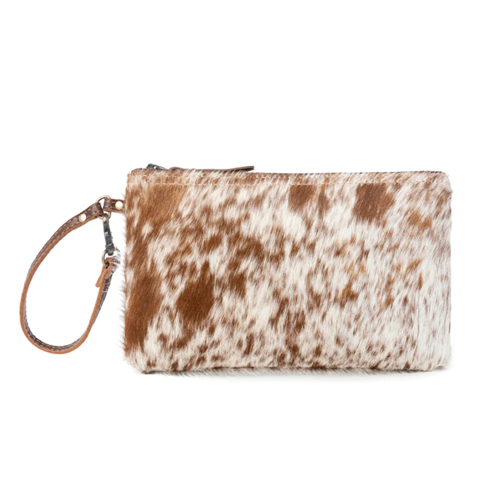 Myra White & Brown Hairon Pouch