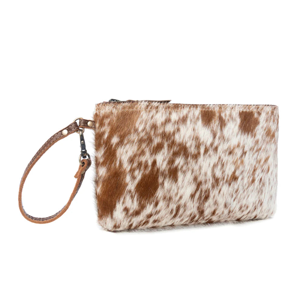 Myra White & Brown Hairon Pouch