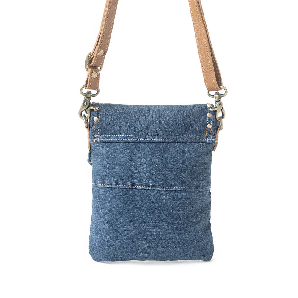Myra Studded Dahlia Denim Crossbody Bag