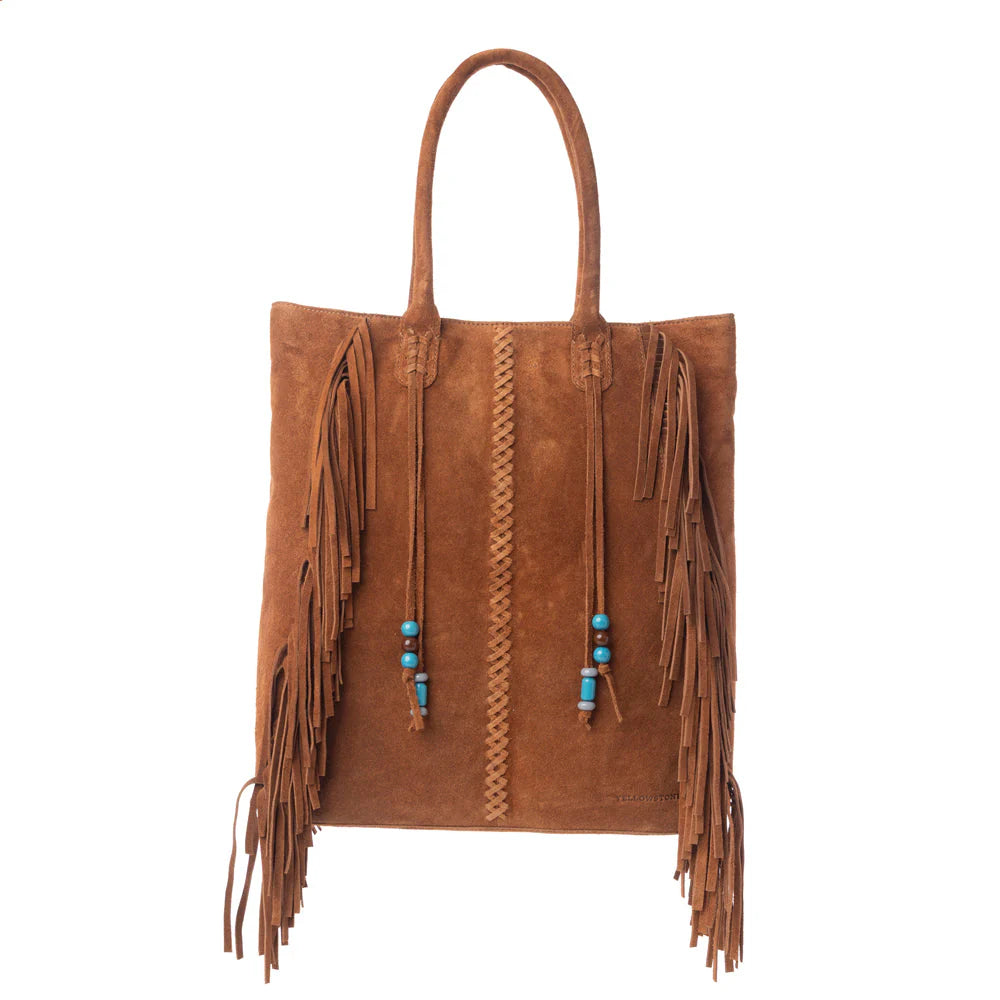 Myra Yellowstone Desert Creek Fringed Suede Leather Bag