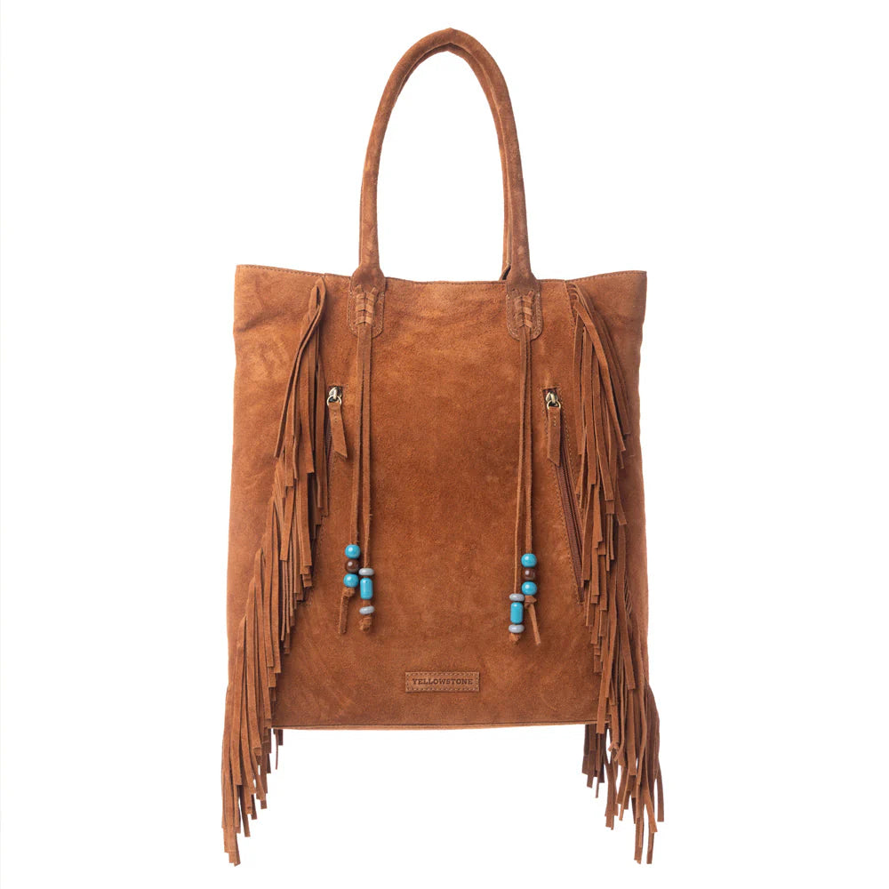 Myra Yellowstone Desert Creek Fringed Suede Leather Bag