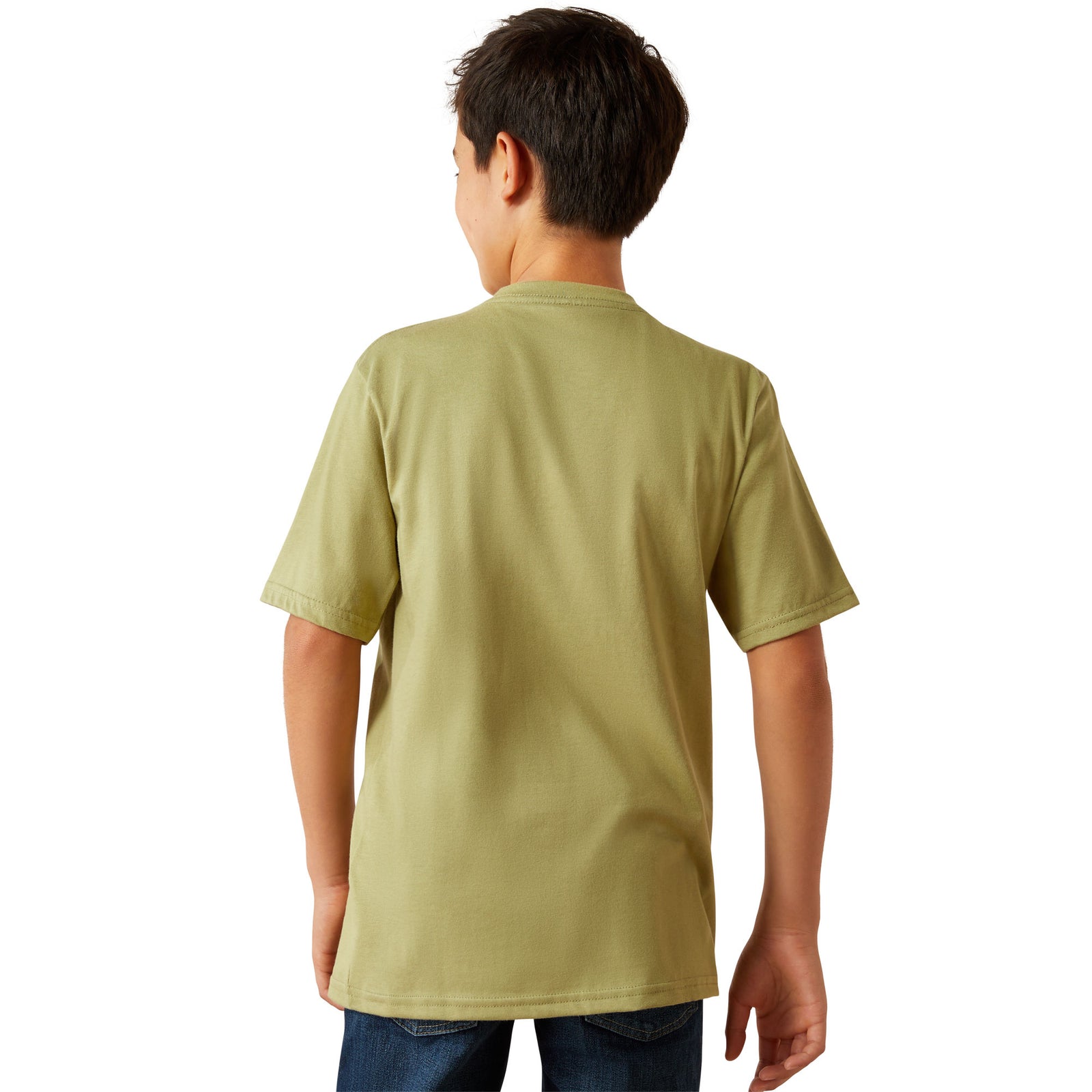 Ariat Boy's Oh Chute T-Shirt. Person wearing a green t-shirt on a white background