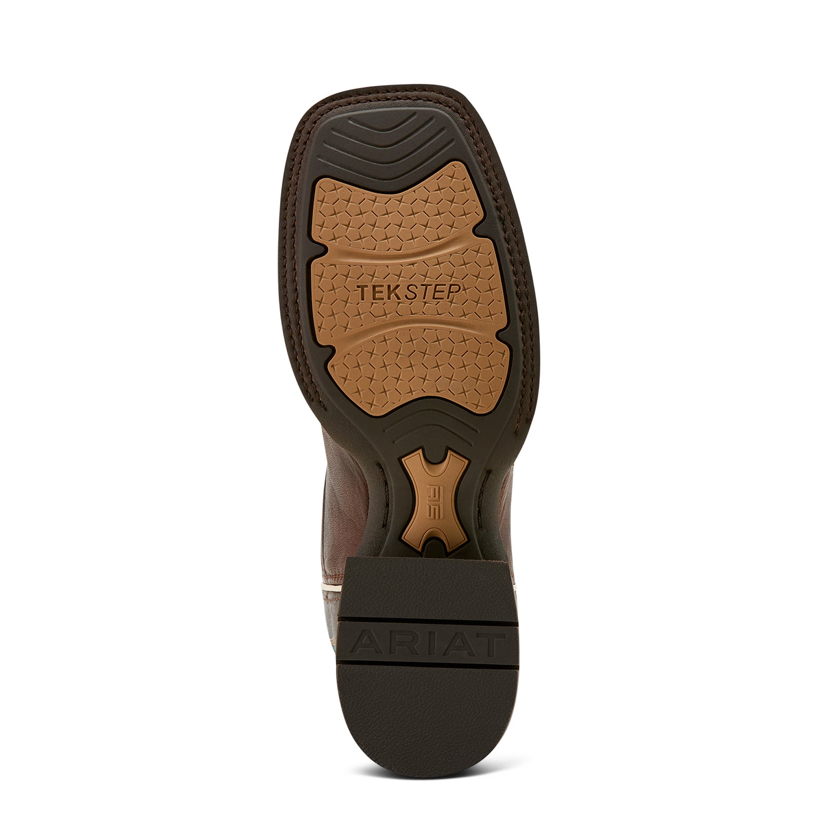 Ariat Women's Showdown Western Boot. Boot sole with Tekstep branding on a white background