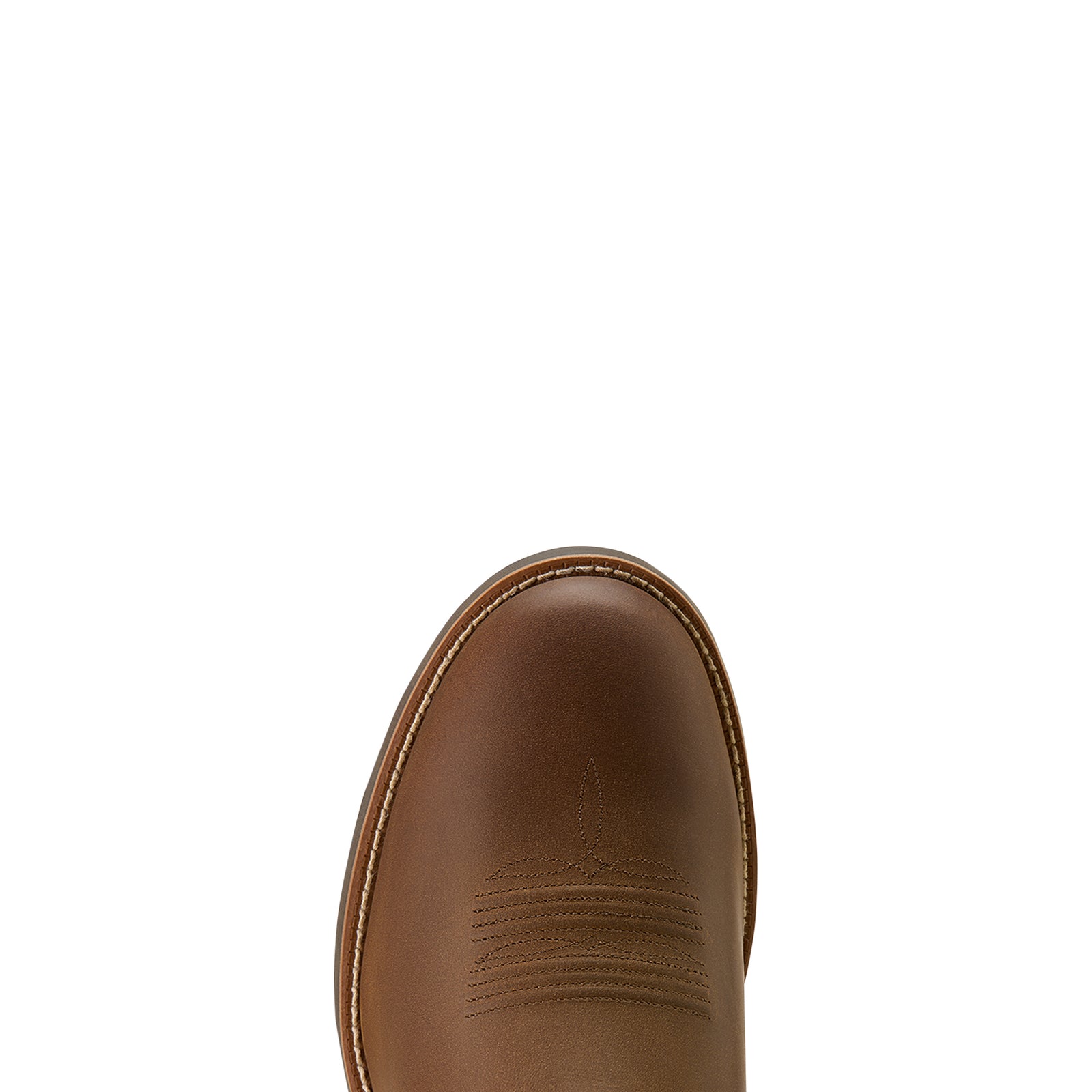 Brown leather boot sole on a white background