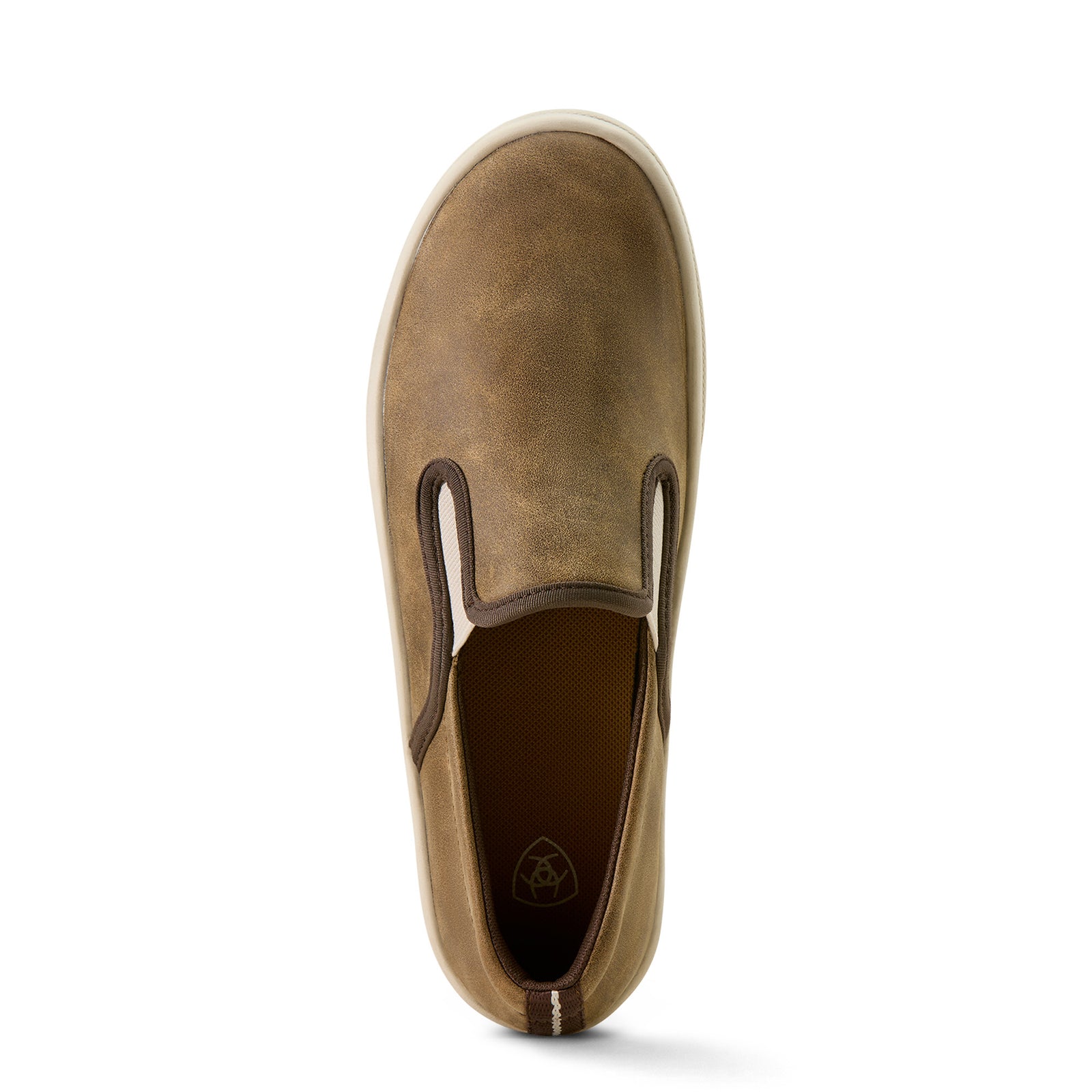 Brown slip-on shoe on a white background