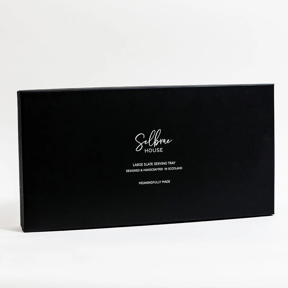 Black box with white text on a white background