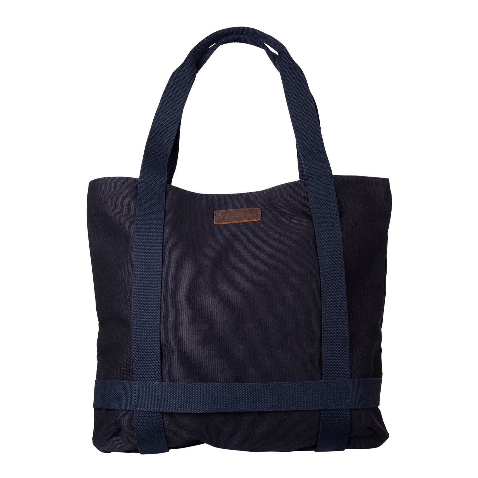 Thomas Cook Women's Hat Carry Tote BagA navy-colored Thomas Cook women's tote bag designed to carry a hat, with webbing straps and a magnetic top closure.